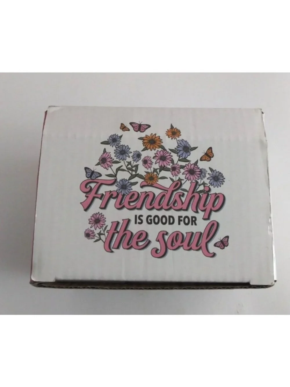 Friendship Is Good For The Soul Floral Butterfly Design Coffee Cup With Box